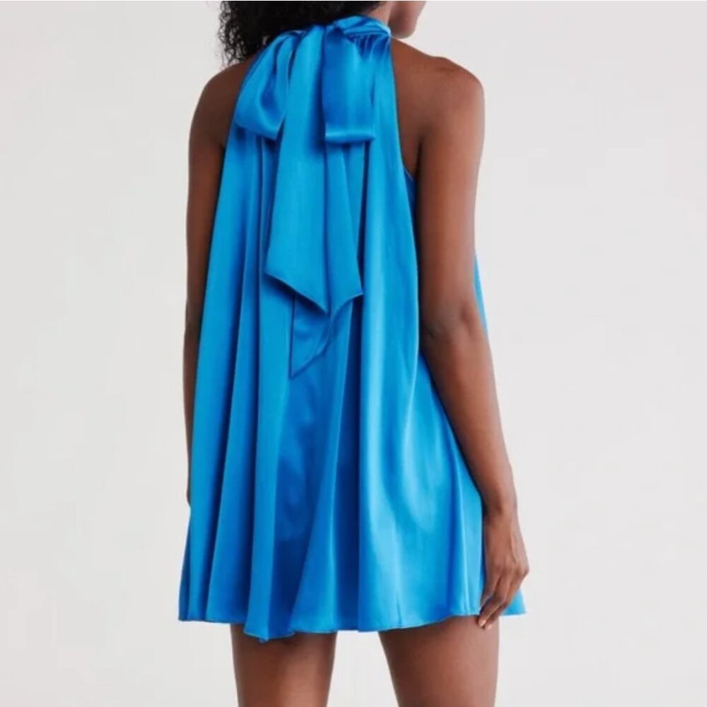 Alice + Olivia Corine Trapeze Mini Dress in French Blue NWT
